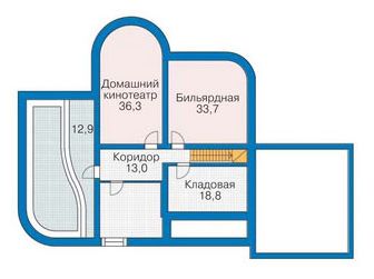 Проект жилого дома с гаражом / План цокольного этажа