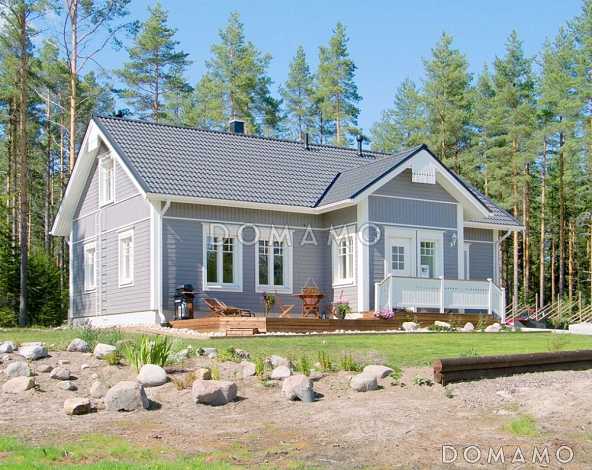 Проект каркасного дома с двумя спальнями на мансардном этаже