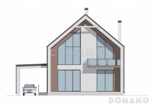 Проект двухэтажного дома в стиле барнхаус с 4 спальнями, вторым светом, крытой террасой и автонавесом / Фасад 4