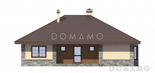 Проект среднего одноэтажного дома из газобетона / Входной фасад