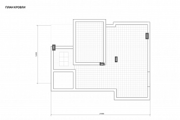 Проект дома в стиле хай-тек, подходящий для неровного участка, с 4 спальнями, большой террасой и навесом для двух автомобилей / План кровли