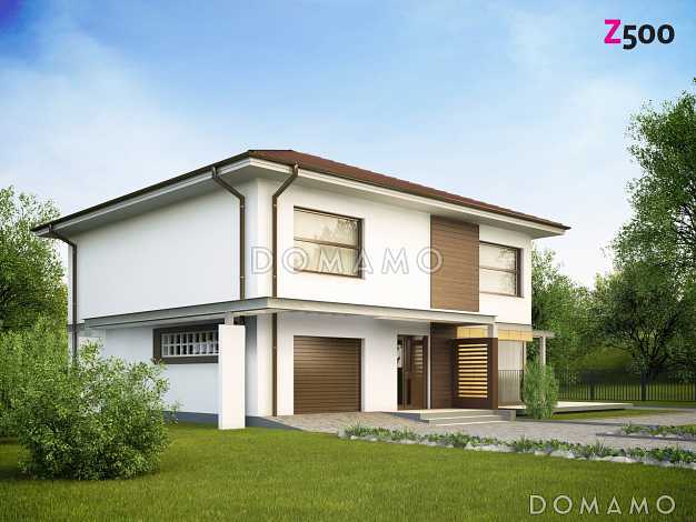 Проект простого комфортного двухэтажного дома из кирпича с тремя спальнями, вторым светом и гаражом