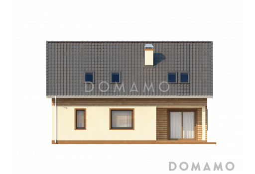 Проект классического мансардного дома из газобетона со встроенным гаражом / Фасад 2
