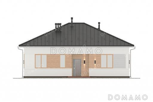 Проект простого одноэтажного дома с тремя спальнями и гостиной-столовой / Фасад 3