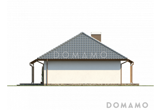 Проект одноэтажного дома из газобетона с тремя спальнями и крытой террасой / Фасад 4