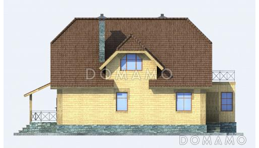 Проект деревянного дома с квадратной ванной комнатой / Фасад 1