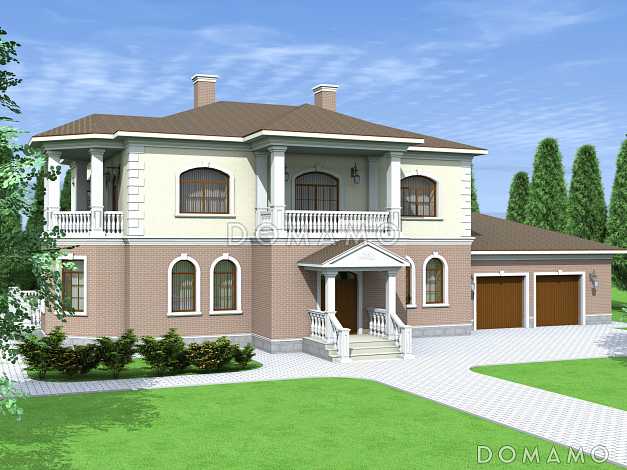 Проект солидного двухэтажного коттеджа с гаражом