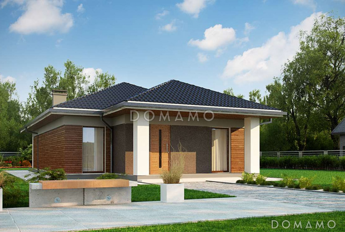 Проект простого комфортного одноэтажного дома из газобетона с тремя спальнями