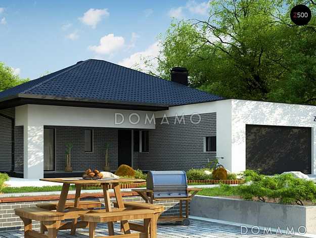 Проект комфортного одноэтажного дома из газобетона с тремя спальнями, кабинетом и гаражом