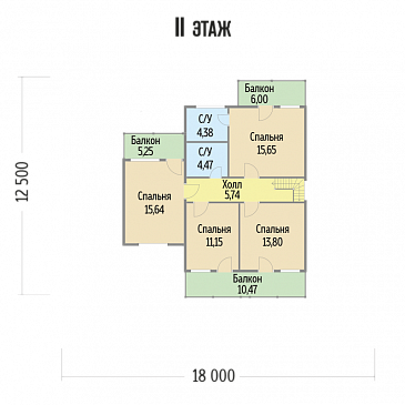 Проект каркасного дома с хозяйственной комнатой на первом этаже / План 2 этажа