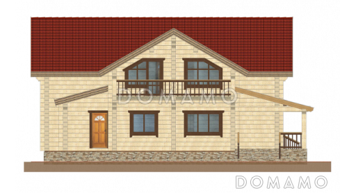 Проект дома из клееного бруса с эркером / Фасад 3