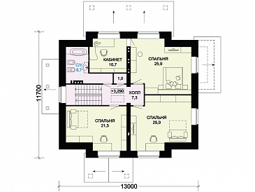 Проект вместительного особняка с бильярдным помещением, тренажерным залом и кинозалом / План 2 этажа