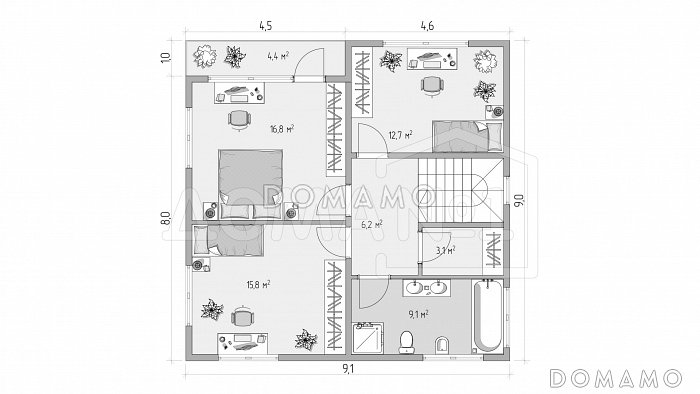 Ницца 9х9 / План 2 этажа