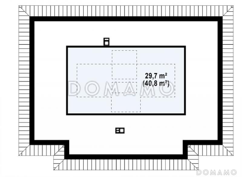 Проект одноэтажного дома из газобетона с тремя спальнями и комнатой на мансардном этаже / План мансардного этажа