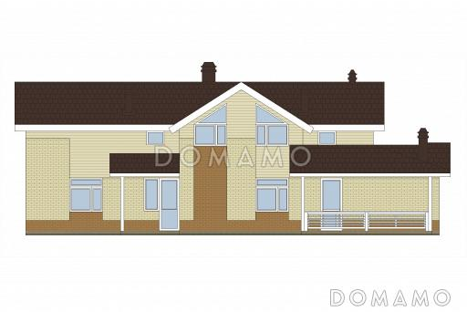 Проект кирпичного дома с просторным холлом на мансардном этаже / Фасад 3