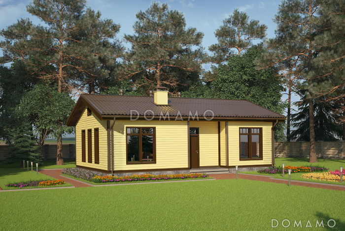 Проект одноэтажного каркасного дома с камином