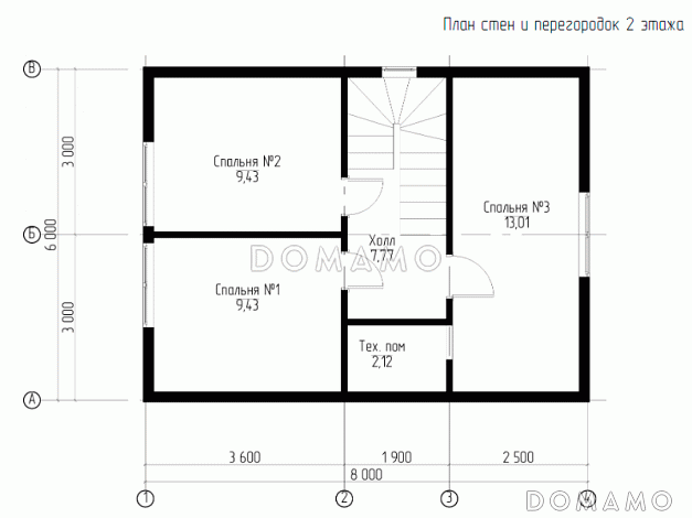 Каркасный дом "Южный" / План 2 этажа