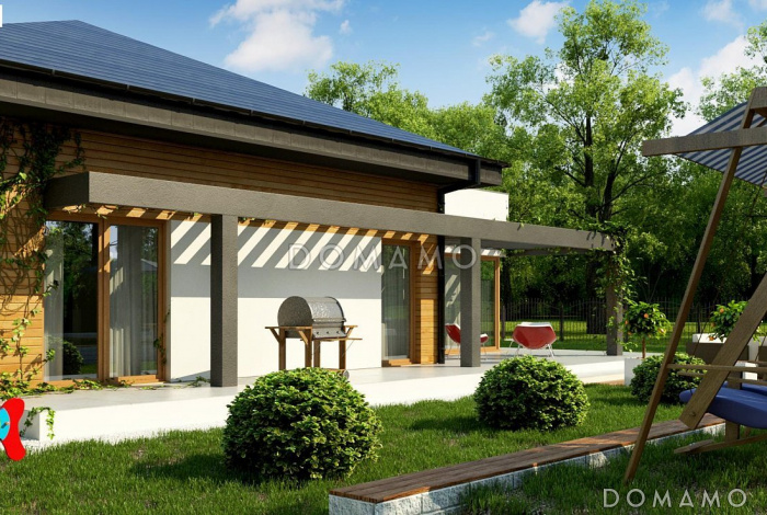 Проект просторного одноэтажного дома из газобетона с тремя спальнями и двухместным гаражом