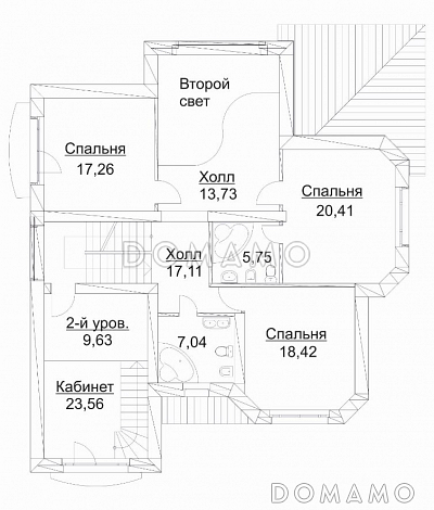 Проект дома из кирпича с гаражом и биллиардной / План 2 этажа