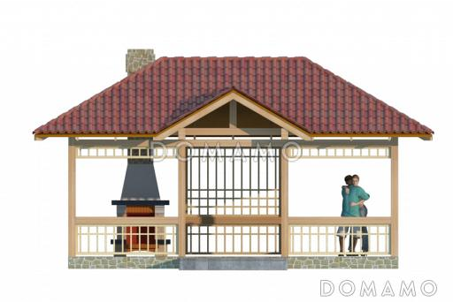 Проект воздушной беседки с барбекю / Фасад 1