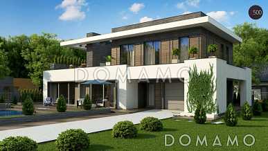 Проект современного двухэтажного дома из газобетона с панорамным остеклением и просторной террасой на втором этаже