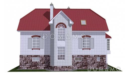 Проект просторного коттеджа с гаражом и сауной / Фасад 3