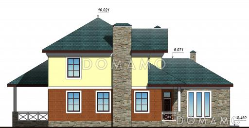 Проект двухэтажного дома с сауной и бассейном / Фасад 3