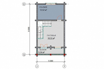 Проект дома с просторной верандой с панорамными окнами / План мансардного этажа