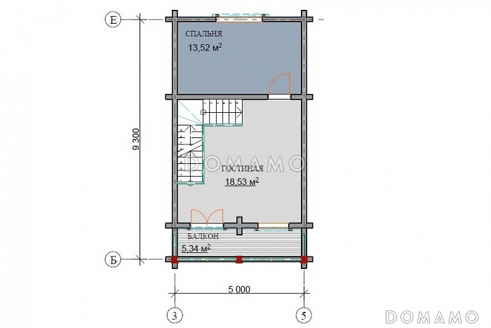 Проект дома с просторной верандой с панорамными окнами / План мансардного этажа