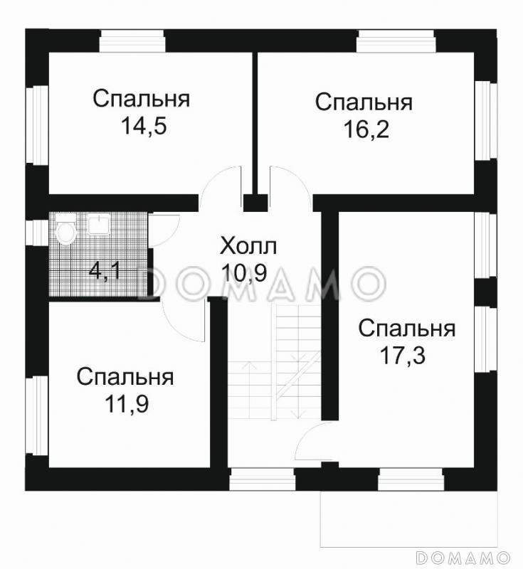 Проект дома из кирпича с небольшой кухней / План 2 этажа