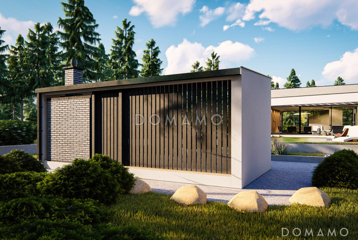 Проект современной беседки из газобетона с камином