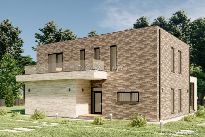 Проект современного дома с плоской кровлей в стиле Хай-Тек S-219-1