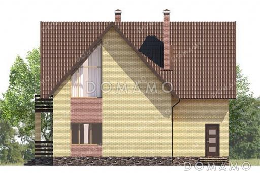 Проект дома с гаражом, четырьмя спальнями, террасой и балконом / Фасад 3