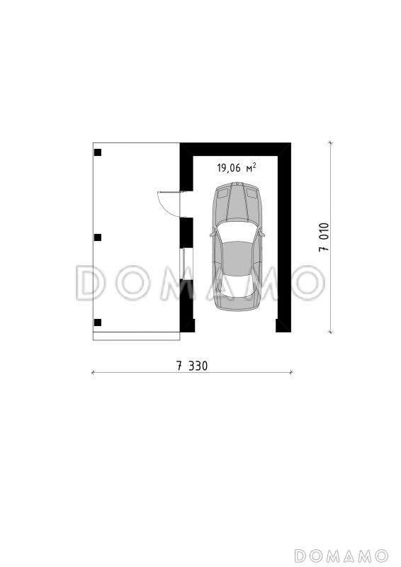 Проект одноместного гаража из газобетона с террасой  / План 1 этажа