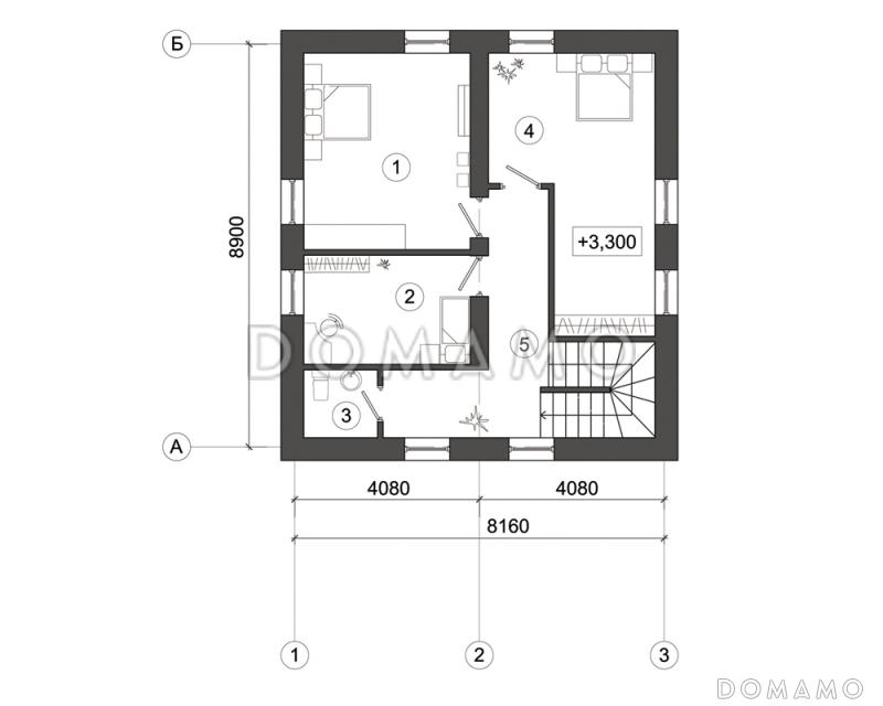 Проект дома с верандой и мансардным этажом / План мансардного этажа