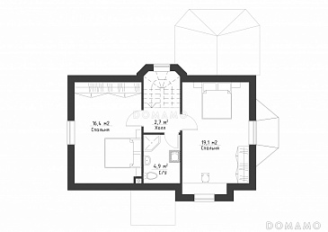 Проект небольшого дома из кирпича с большим крыльцом и эркером / План мансардного этажа
