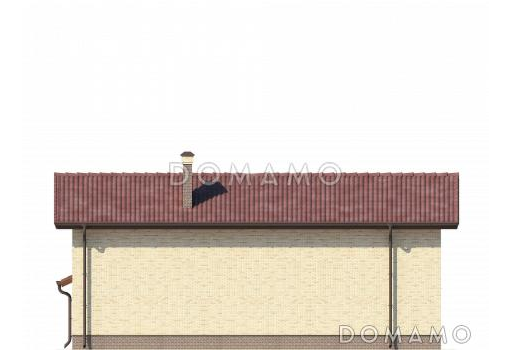 Одноэтажный дом с мансардным этажом со спальней, полукруглой террасой, большим бассейном / Фасад 2