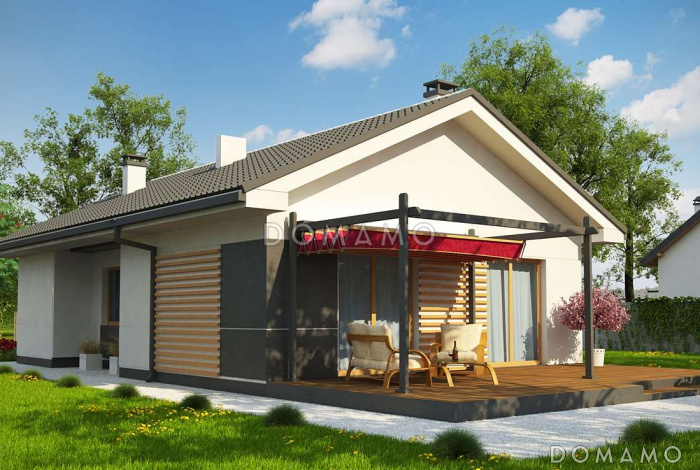 Проект простого уютного одноэтажного дома из газобетона с двумя спальнями