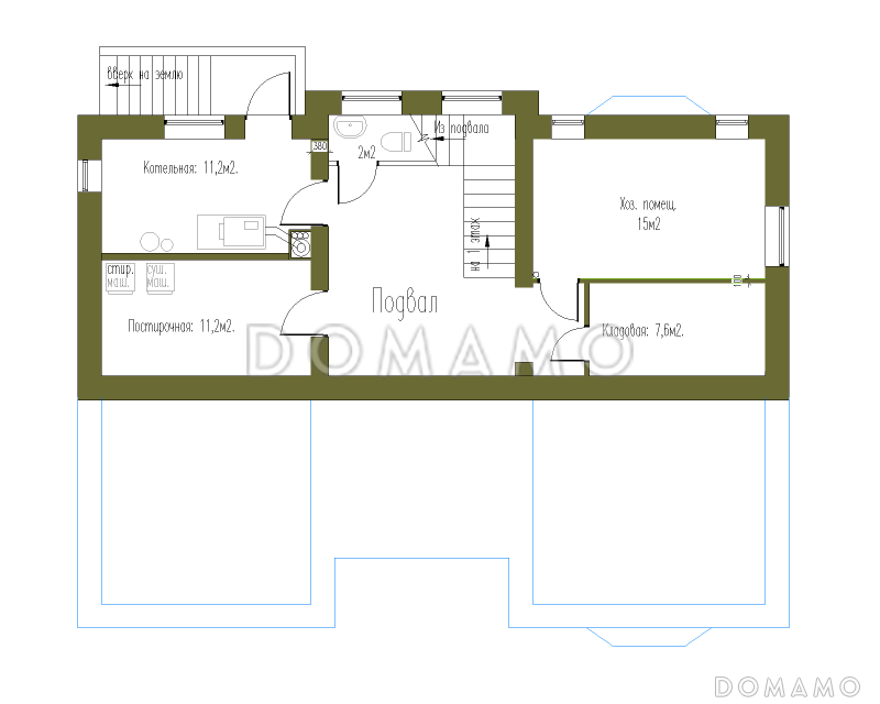 Проект особняка в стиле Тюдор из СИП панелей / План цокольного этажа