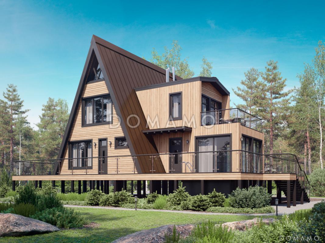 Дом A-frame с обходной террасой и бассейном / 3