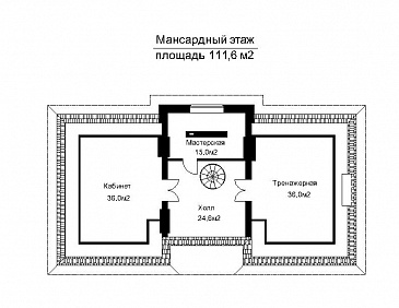 Проект загородного дома с большой бильярдной / План мансардного этажа