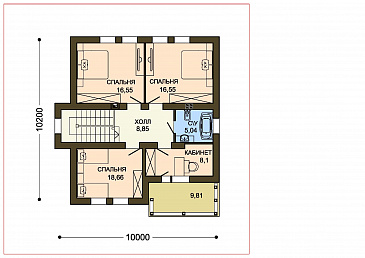 Проект белого дома с эркером кухни и серой кровлей / План 2 этажа