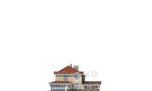 Проект дома гостиная с гаражом на два автомобиля, необычным двугранным эркером и зимним садом / Фасад 1