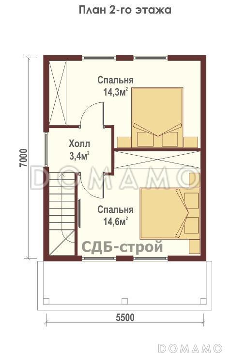 Дом из профилированного бруса ДПБ4 / План мансардного этажа