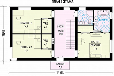 Проект дома в стиле минимализм с 4 спальнями / План 2 этажа