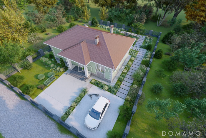 Проект компактного одноэтажного дома из газобетона для небольшой семьи