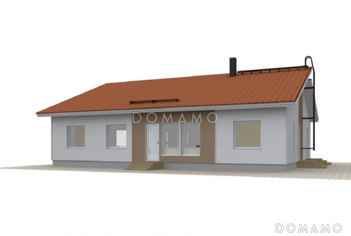 Проект одноэтажного каркасного дома с отдельным входом в маленькую котельную