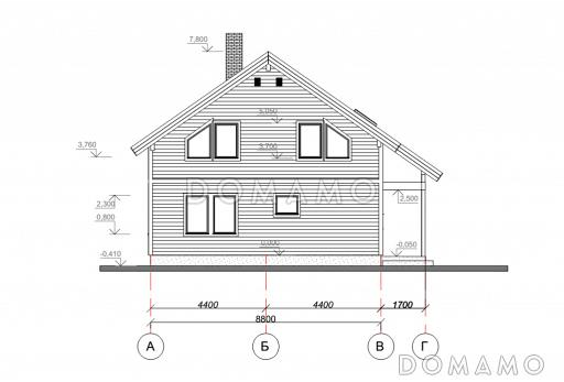 Проект кирпичного дома с высокой энергоэффективностью / Фасад справа