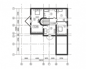 Проект дома с треугольным эркером и гаражом на одну машину / План мансардного этажа