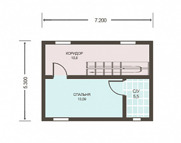 Проект дома из клееного бруса с мансардным окном / План мансардного этажа